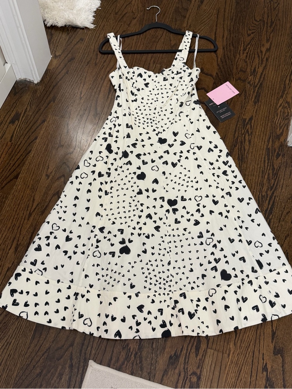 Avec Les Filles Heart Print Fit & Flare Dress. NWT